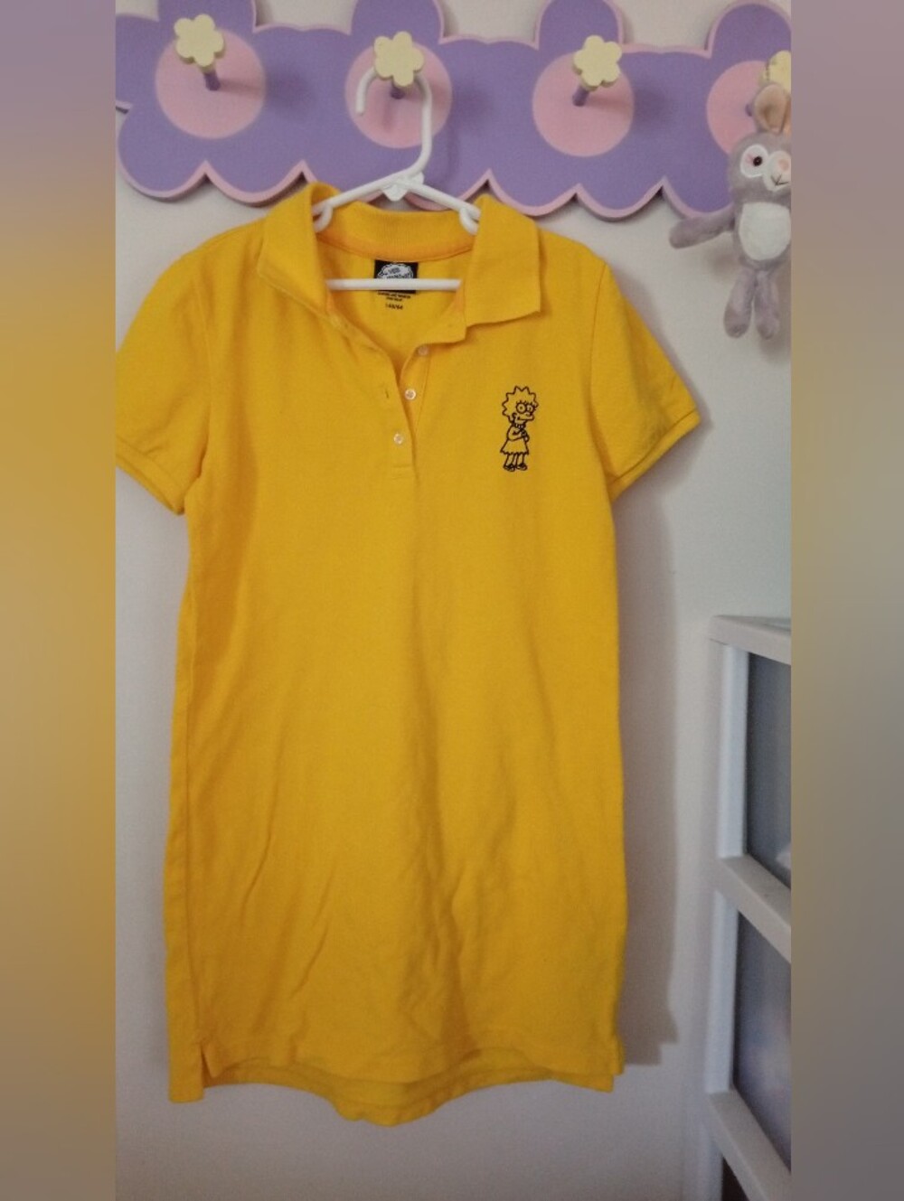 The Simpsons Girls' Polo Dress with Liza Embroidery size 140/8-10Y (100%Cotton)